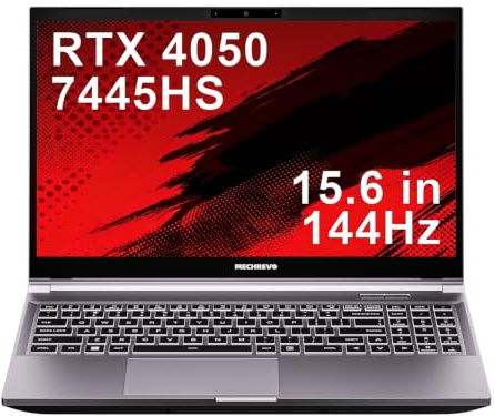 MECHREVO RTX 4050 Gaming Laptop, 15.6 WQXGA 144Hz, AMD Ryzen 7 7445H (12-Core, up to .GHz, 64MB Cache), 16GB DDR5 RAM, 512GB Gen4 SSD (PCIe4.0 Support), Notebook PC Computer