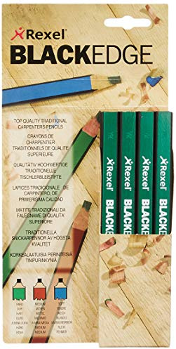 Rexel Blackedge Carpenters Pencils - Hard, Box of 12 , 34332