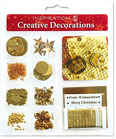 Ursus 56300018 - Creative Decorations, Christmas, gold, Accessoires zum Selbstgestalten, hochwertige Materialien, unterschiedliche Farben und Sortierungen, zum Verzieren von Karten