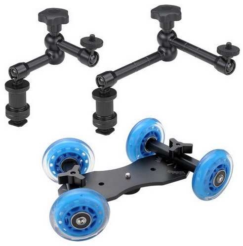 Mini Dolly DSLR-Kamerawagen + 2er Set Magic Arms