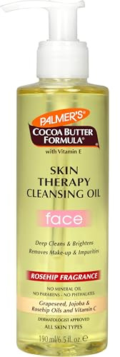 Palmer's Cocoa Butter Formula Skin Therapy Cleansing Oil, Gentle Makeup Remover with Rosehip Oil and Vitamin C, 6.5 Ounce