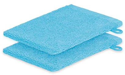 EXKLUSIV HEIMTEXTIL 2X Waschhandschuh 15 x 21 cm Türkis 500 g