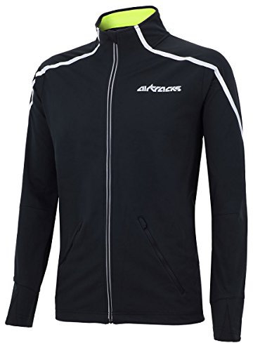 Airtracks Herren Thermo Fahrradjacke Winter Radjacke Softshell AIR TECH - Schwarz - S