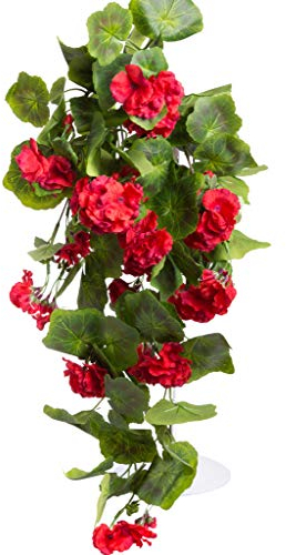 Evergreens künstlicher Geranienhängebusch mit 9 Stielen (rot)