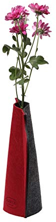 RAIKOU Filz Blumenvase Soff Blumenvase Deko Vase Flaschenummantelung Universal Vase Faltbare Vase (Rot/Anthrazit)