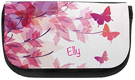 Kosmetiktasche mit Namen Elly und Schmetterling-Motiv | Schminktasche | Viele Vornamen zur Auswahl