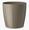 Floralo Teramo Übertopf 30cm Durchmesser x 29cm hoch taupe, glänzend, in den Boden eingelassene Rollen, hellbraun
