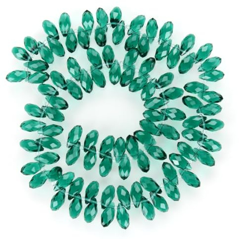 200pcs Czech 12mm Faceted Teardrop Briolette Crystal Glass Beads Pendant Drop Bulk Emerald Green