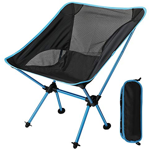 EXTSUD Chaise de Camping Pliante Portable Chaise de Pêche Compact Ultra-légère avec Sac de Transport pour Randonnée, Barbecue, Pique-Nique, Plage, Plein air, Max Charge 150 kg