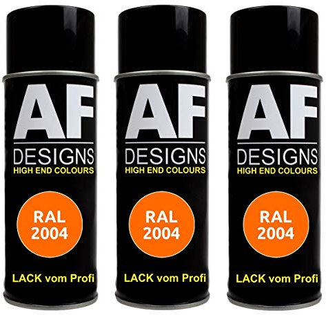 Alex Flittner Designs 3x RAL Lackspray Autolack Buntlack Spraydose RAL2004 REINORANGE seidenmatt