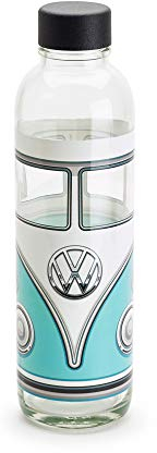 Volkswagen 1H1087703B Trinkflasche T1 Bulli Motiv Trinkwasserflasche Glas Flasche, hellblau