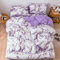 Treer Marmo Set Biancheria da Letto con Copripiumini e 1/2 Federe, Stile Nordico Reversibile Microfibra Coppia Singolo Doppio Ragazzi Ragazza Set Copripiumino (Marmo Viola,150x200cm)