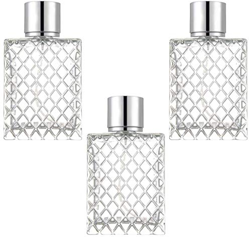 Lurrose Lot de 3 flacons de parfum carrés vides en verre 100 ml