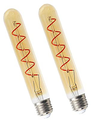 BANGSHUO 2er Edison Retro Vintage Röhrenglühlampen T30 185mm E27 4W Warmweiß 2700K Lange Röhre 400LM T30 Filament LED-Lampen E27 Bernsteinglas Nicht dimmbar 220-240V