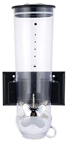 ChengBeautiful Food Dispensers Dry Food Dispenser Container Wall Mount Cereal Dispenser Candy Wall Mount Dispenser For Oatmeal Candy Nuts Beans (Single) (Color : Black, Size : 31x16cm)