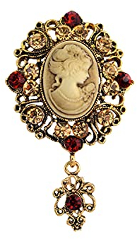 MYSOMY Vintage viktorianische Kamee Brosche Pin Vintage Strass Brosche viktorianischer Schmuck für Frauen, Metall, R,