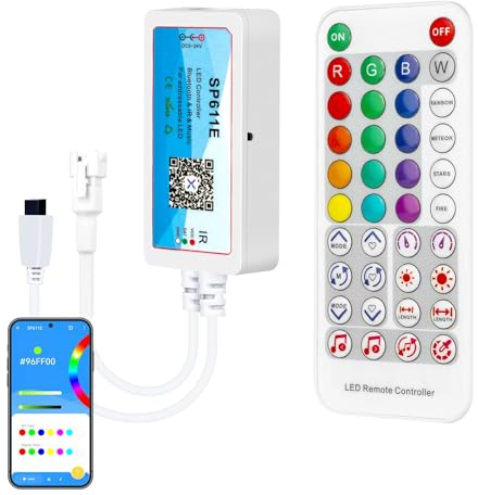 SEZO SPI RGB IR Telecomando Bluetooth LED Controller con 38 tasti SP611E Controller per WS2811 WS2812B 3PIN LED Striscia Smart Phone APP Controllo per iOS e Android
