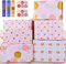 Papier Cadeau Anniversaire,Papier Emballage Cadeau Anniversaire Set,papier Anniversaire d'emballage avec Ruban&Autocollant,Papier Cadeaux Rose pour Anniversaire,Recyclé Papier Cadeau pour Filles Femme