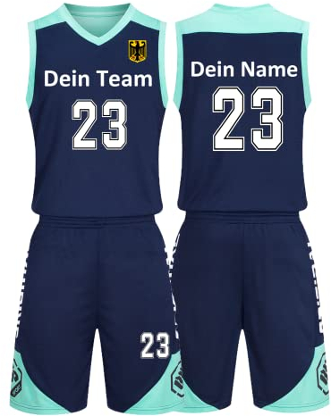 Benutzerdefiniert Basketball Trikot Kinder Herren Set mit Namen Nummer Team Logo 2-Piece Basketball Jersey Shirt & Short Saphirblau