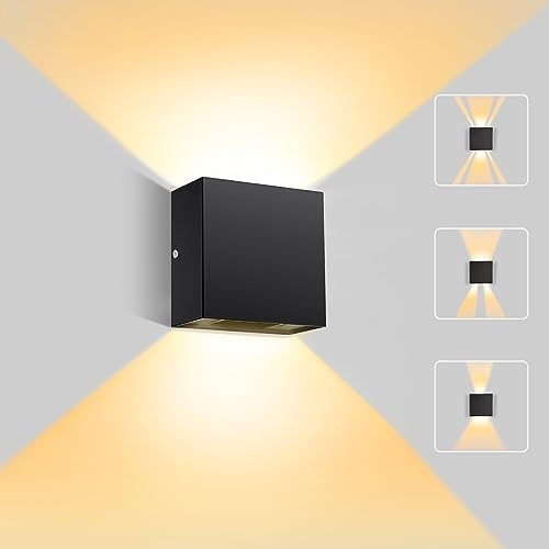 kioooki Wandleuchte Innen, 12W Wandlampe Innen mit Einstellbarem Up-Down-Design und Abstrahlwinkel, LED Wandbeleuchtung in Warmweiß 2700K für Schlafzimmer, Wohnzimmer, Balkon, Treppen
