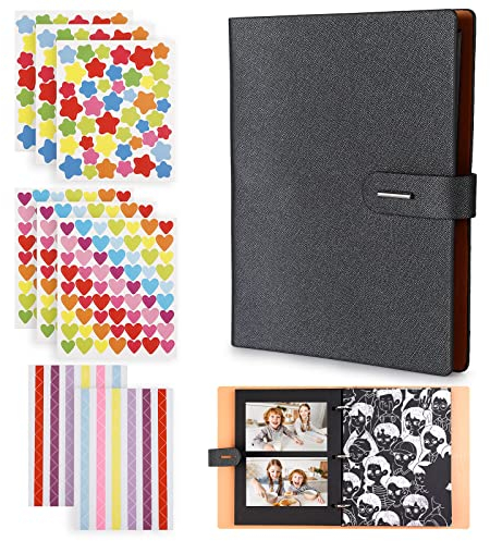Giloty Fotoalbum zum Selbstgestalten,DIY Fotoalbum Schwarz aus Karton,Leder Wasserdichte Abdeckung für Geburtstag, Hochzeit, Muttertag, Valentinstag (Schwarz)