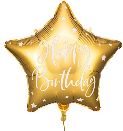 Folienballon Stern Happy Birthday Goldener Ballon Geburtstag Dekoballon Luftballon Gold Deko Geburtstag Ballon Sternform 40cm