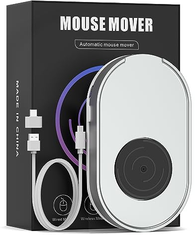 Jerryrun Mouse Jiggler, dispositivo per mouse non rilevabile, con cavo USB gratuito e adattatore USB, movimento fisico automatico del mouse, mantiene attivo lo schermo del PC, argento