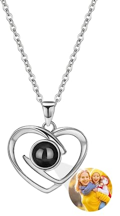 ASD Jewerly Personalisierte Herz Halskette Für Frauen, Personalisierte Foto Projektion Halskette Ich Liebe Sie Halskette 100 Sprachen Personalisierte Geschenk Für Frauen Frau Mutter