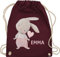 Turnbeutel Rucksack - Süßer Hase Mädchen mit Name personalisiert I Häschen I Rabbit I Langohr I Süße Hasen - Unisize - Bordeauxrot - kindergarten geschenke kindergartenrucksack hasenmotiv