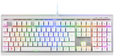 Sharkoon Skiller SGK40 Weiß, RGB Gaming Keyboard, Mechanisch, Huano Red