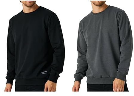 COMEOR Sweatshirt Herren Pullover Ohne Kapuze (2 Pack Schwarz/Dunkelgrau 3XL)