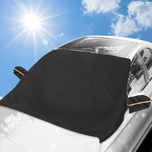 mizikuu Protector de Parabrisas, Protector Parabrisas Coche, Parasol Coche Delantero con Tiras Reflectantes, Funda Parabrisas Invierno Universal para contra Nieve, Hielo, Escarcha, Protección UV
