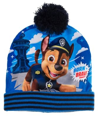 PAW PATROL Jungen Mütze mit Bommel Wintermütze (DE/NL/SE/PL, Numerisch, 52, Dunkelblau)