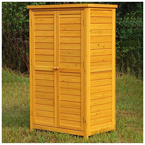 KiLoom Geräteschuppen mit Doppeltüren, Aufbewahrungsschrank für den Außenbereich, mit Backlack-Eisenblech, rot, für Garten und Hof (Farbe: Braun, Größe: 80 x 53 x 140 cm)