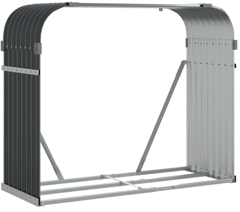 vidaXL Kaminholzunterstand, Kaminholzregal mit viel Stauraum, Feuerfest Brennholzregal mit Haken, Garten Holzlager Unterstand, Anthrazit 120x45x100cm Verzinkter Stahl