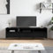 TJROO TV-Schrank Schwarz 150 x 30 x 44,5 cm aus mehrschichtigem Holz und Eisen – niedriger Fernseher mit Türen, Konsole, Vitrine und Ablage unten