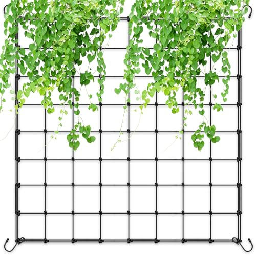 TOPJOWGA Wachsen Zelt Netz 120x120cm, Elastische Spalier Netz, Hydrokultur Growroom Scrog Net, Pflanzenpressnetz Scrog Net mit 4 Haken, Pflanze Unterstützung Netz für Obst Gemüse Blumen