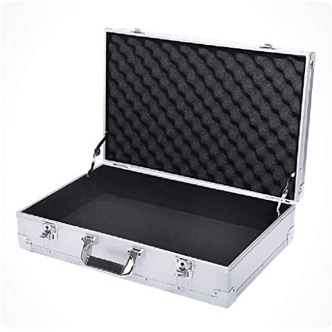 BELWEIS Flightcase mit gepolstertem Schaumstoff, tragbarer Aluminium-Werkzeugkoffer, abschließbare Transportbox, kleine Aufbewahrungsbox für harte Ausrüstung, 55 x 35 x 14 cm