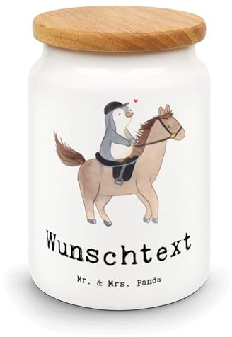 Mr. & Mrs. Panda Personalisierte Vorratsdose Pferd Reiten - Personalisierte Geschenke, Hobby, Vorratsglas Mit Wunschtext, Vorratsdose Mit Gravur,