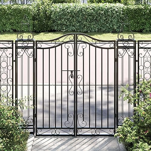 Homgoday Decoración para puerta de jardín negra, 121 x 8 x 120 cm, de hierro forjado, puerta para jardín, puerta para valla de exterior, puerta para valla peatonal, barrera para Cortilev