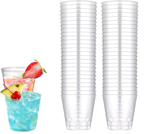50 Plastic Shot Glasses - Clear Plastic Drinking Party Shot Cups | Perfect for Vodka Jager Bombs Jelly Bomb Shot Disposable | Hen Party Stag Do Fun Games | Dessert Shots | 30ml Hard Plastic