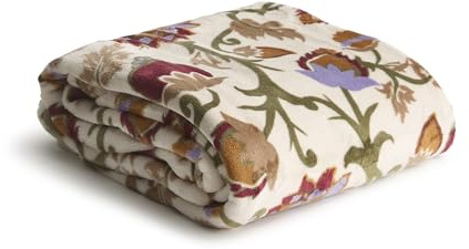 Vera Bradley Coperta in pile felpato, motivo cachemire da giardino di mezzanotte, bianco antico, motivo cachemire di mezzanotte, 80 x 50 cm