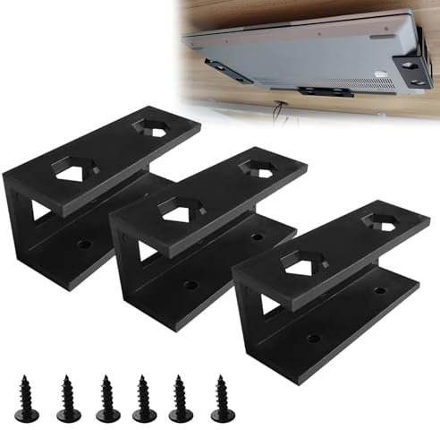 Laptop Ständer, Laptop Untertisch Halterung Regal Halter Ständer für Notebook MacBook, Kohlenstoffstahl Leichter Untertischhalterung, Tablet Ständer Untertisch-Laptophalterung mit Schraube (0-30MM)