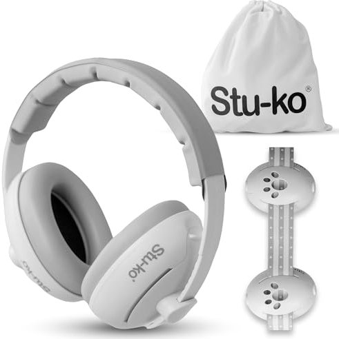 STU-KO® cascos bebe antiruido - 2 en 1 - para bebés - niños pequeños - bebés de 3 meses a 4 años - protectores ruido bebes - protector auditivo niño - auriculares auditivos- banz orejeras baby