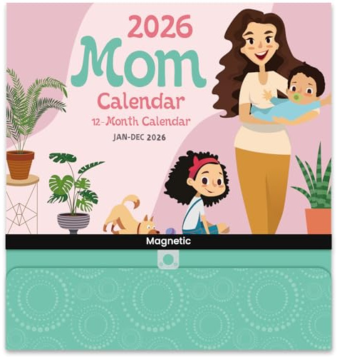 2026 Calendar - Mom Calendar 2026, Magnetic Calendars for Refrigerator, Jan.2026 - Dec.2026, 11.81x12.38, Family Calendars 2026, Fold-out Wings, Large Pocket, Hanging Hook