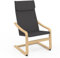 IDMarket NILS Holzsessel und Kissen, Buchengewebe, grau