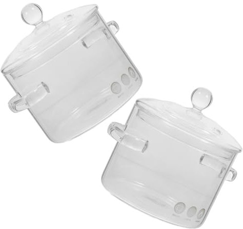 KICHOUSE 2piezas Olla De Estofado De Vidrio Transparente Para Sopa Olla Práctica Para Cocinar Cocina Multiusos Para Fideos Inducción