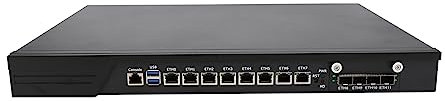 HUNSN 1U Firewall Appliance with Redundancy Power, Mikrotik, OPNsense, VPN, Network Rackmount, I7 7700, RJ10, 8 x 2.5GbE LAN, 4 x SFP+ 10GbE 82599ES, 32G RAM, 512G SSD