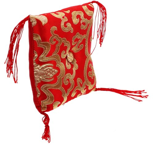 Rote Klangschalenmatte aus Stoff für Tibetische Klangschale | Handgefertigt, Konkave Form, Geeignet für Yoga und Meditation, Elegant Zufälliger Stil