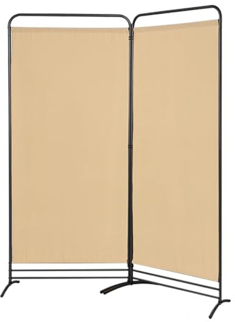 Angel Living Paravent Raumteiler Freistehend Sichtschutzwand Raumteiler Stellwand Trennwand Sichtschutz für Büros Balkon Schlafzimmer Außengarten (Beige, 2 Teilig)